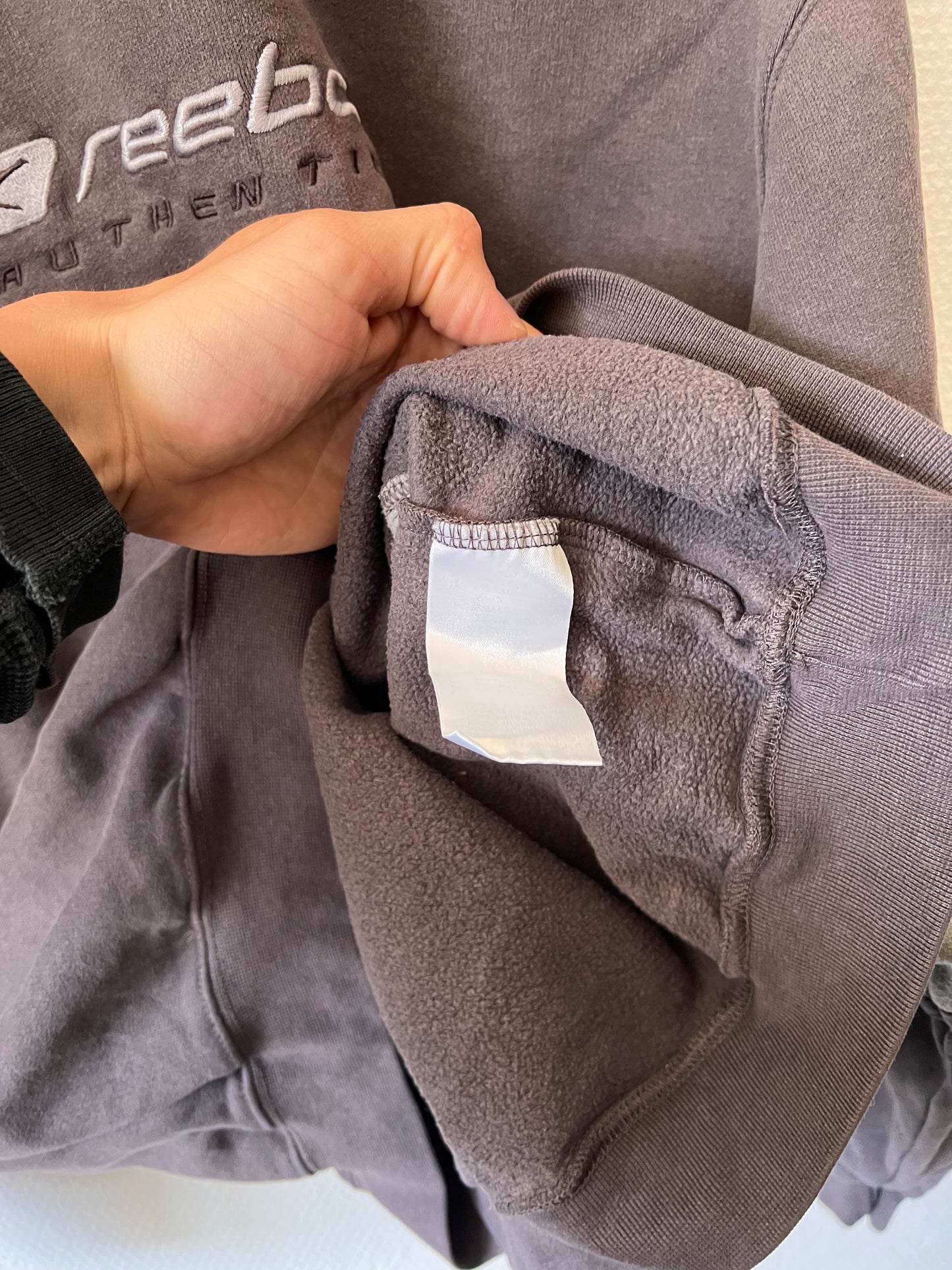 90s Reebok Embroidered Big Logo Crewneck Sweatshirt Dark Grey – Medium