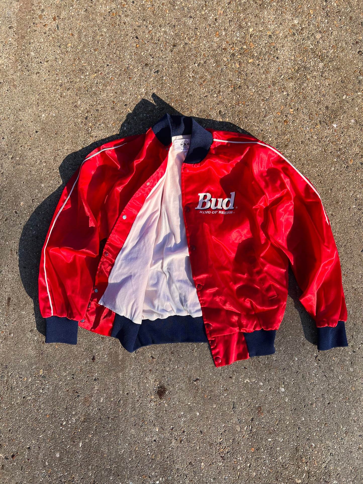90s Budweiser Light Tag Satin Bomber Jacket – Small