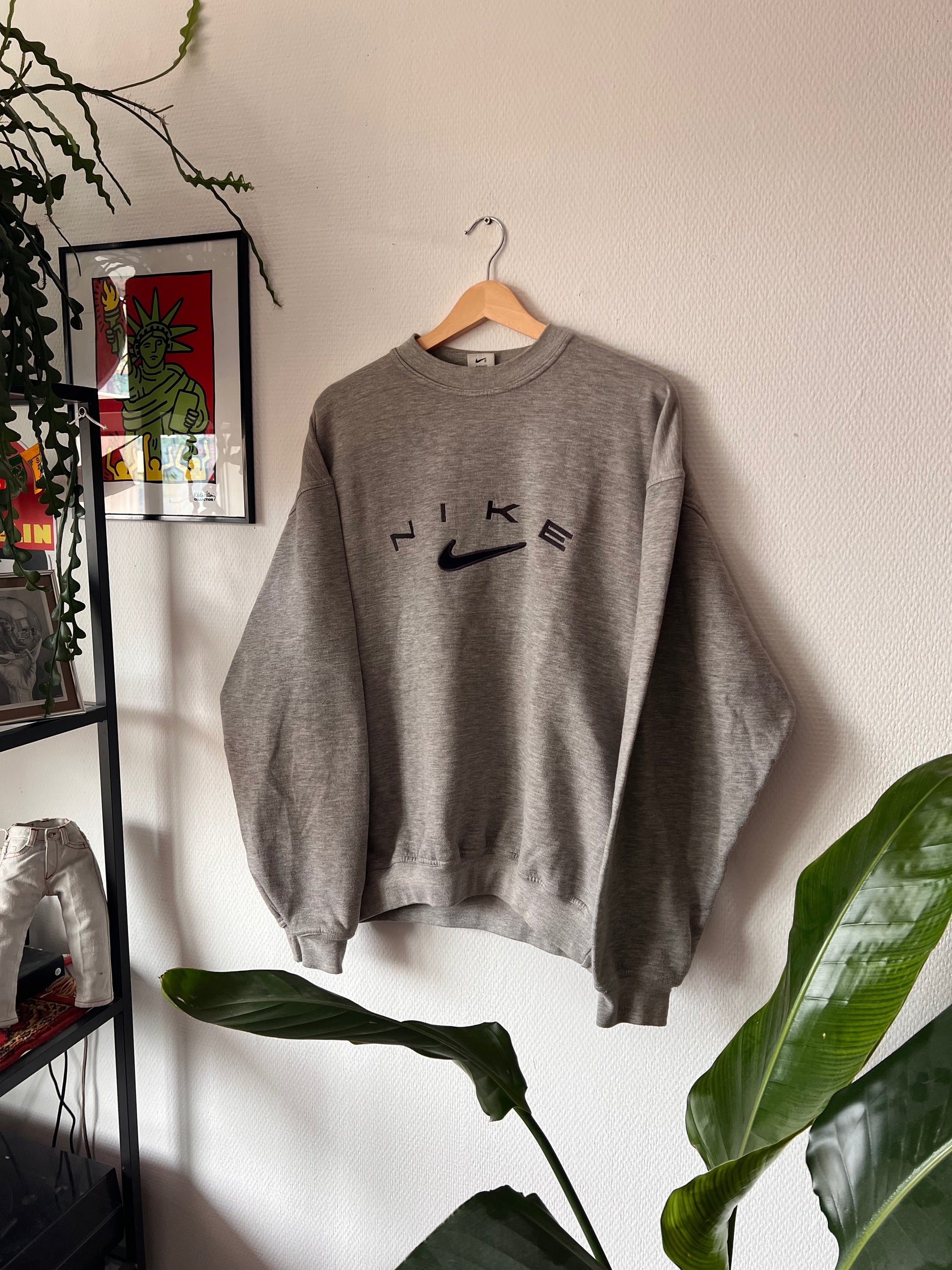 90s Nike Big Embroidered Swoosh Logo Crewneck Sweatshirt – Large