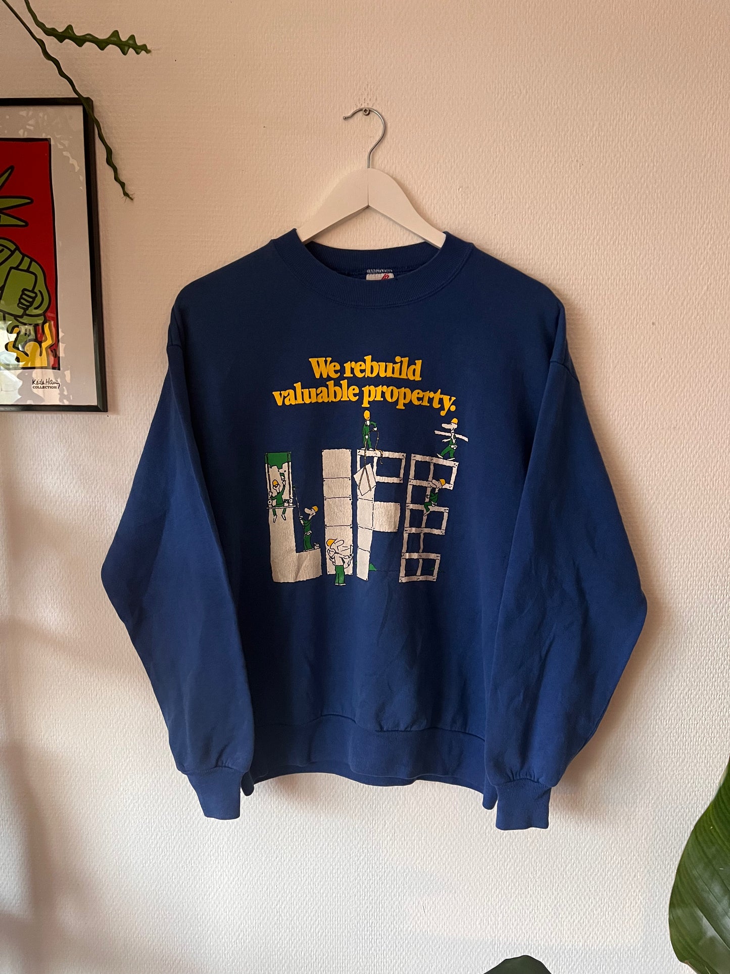 90s Jerzees LIFE Building Crewneck Sweatshirt Blue – Medium