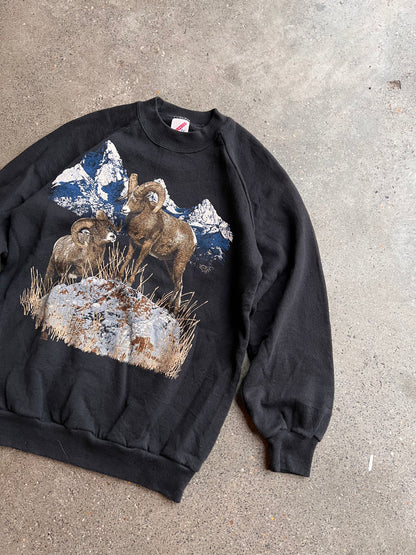 90s Mountain Goat Print Crewneck – Small