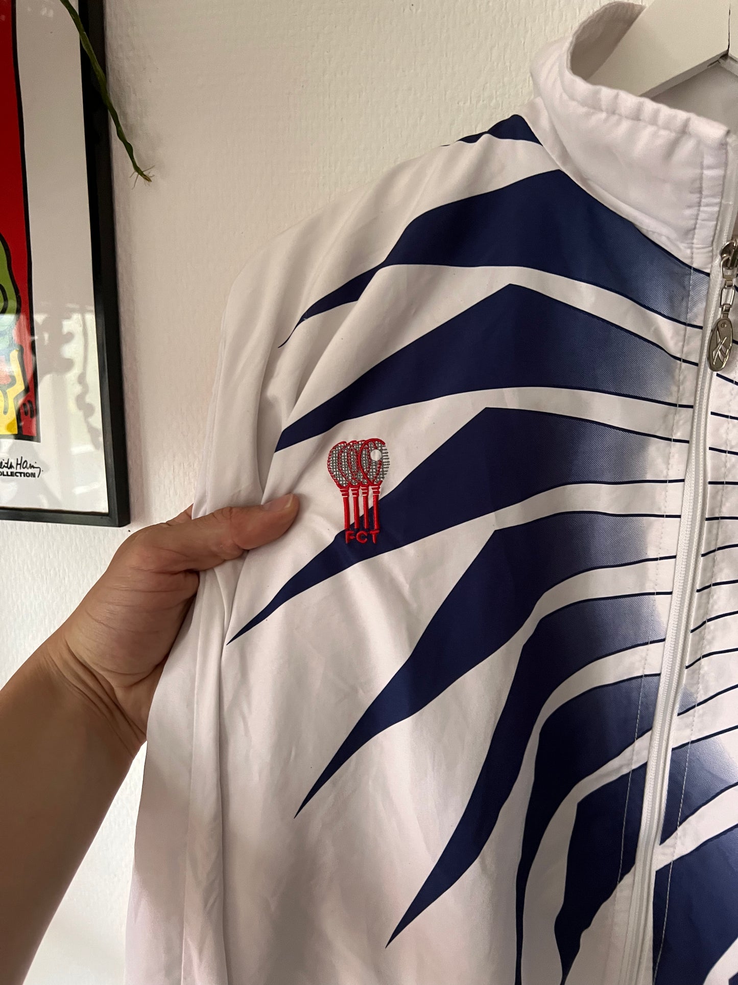 90s Reebok Tennis Allover Sun Inspired Track Jacket White – XLarge