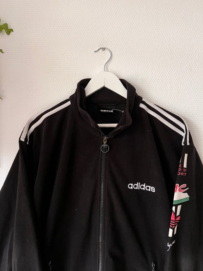 90s Adidas Velour Full Zip Track Jacket Black – Medium