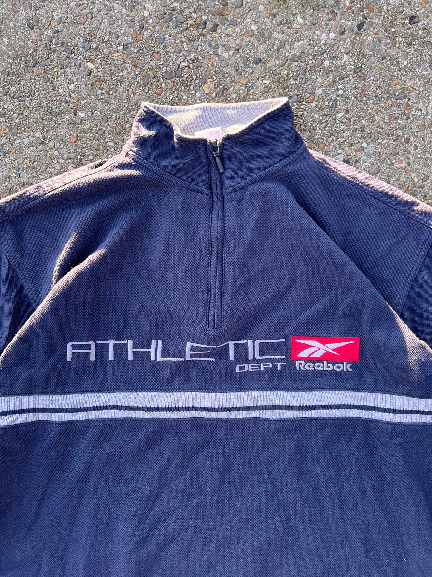 90s Reebok 1/4 Zip Up Big Embroidered Sweatshirt – Medium
