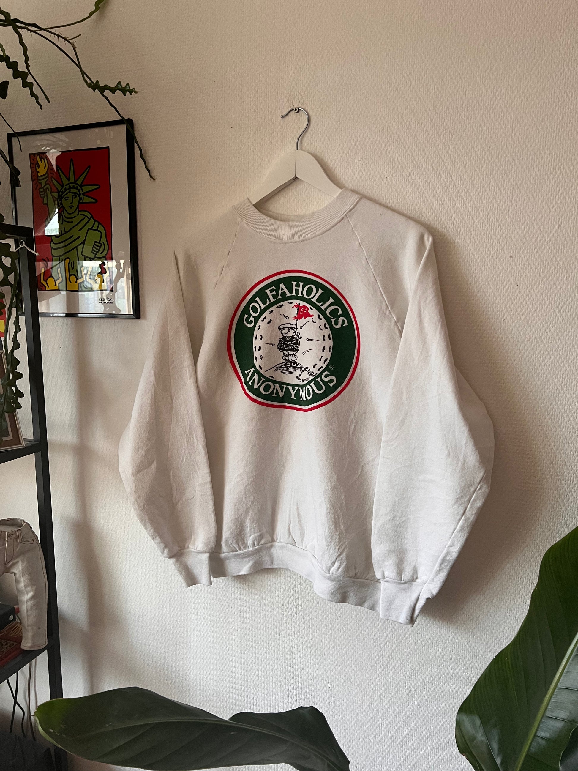 90s Fruit Golfaholics Anonymous Crewneck Sweatshirt White – Medium