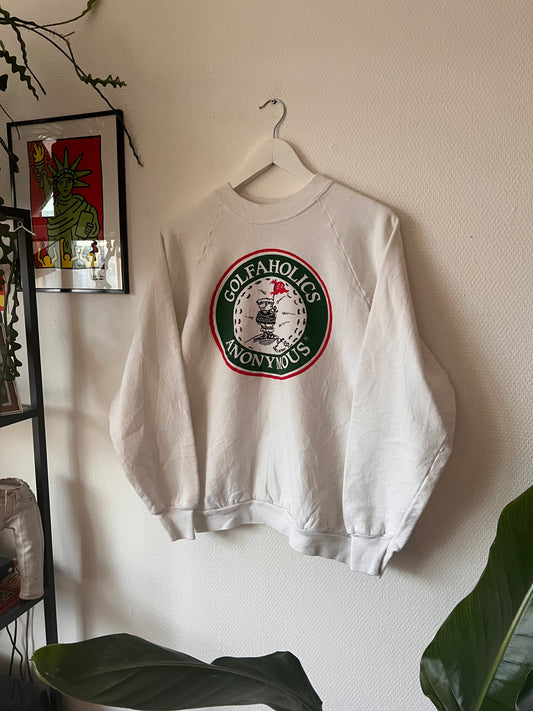 90s Fruit Golfaholics Anonymous Crewneck Sweatshirt White – Medium