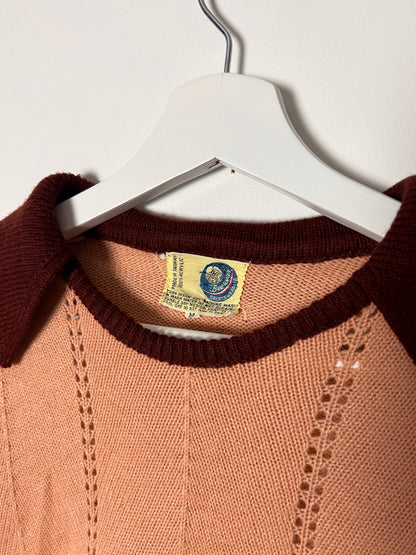 70s Beewear Striped Collar Knitted Sweater – Medium