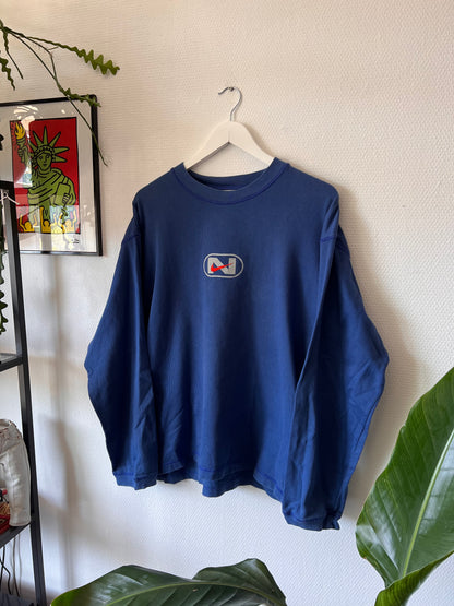 90s Nike Embroidered Center Swoosh Light Crewneck Sweatshirt Blue – Large