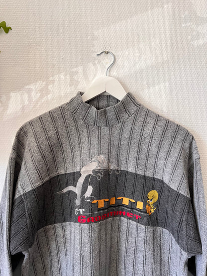 90s Looney Tunes Embroidered Titi 'Tweety' Fleece Grey – Medium