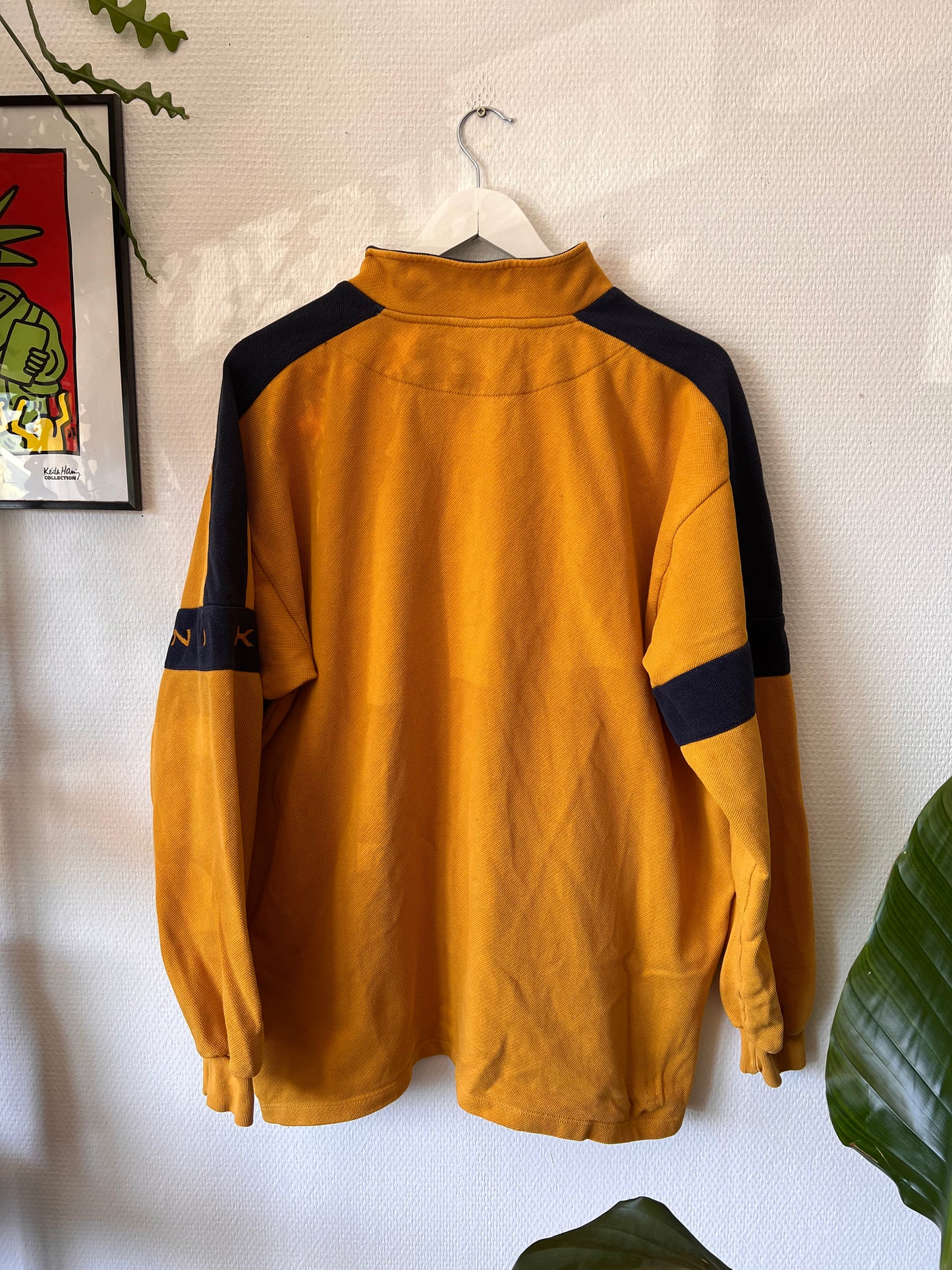 90s Nike Center Logo 1/4 Zip Up Sweatshirt Yellow – XLarge