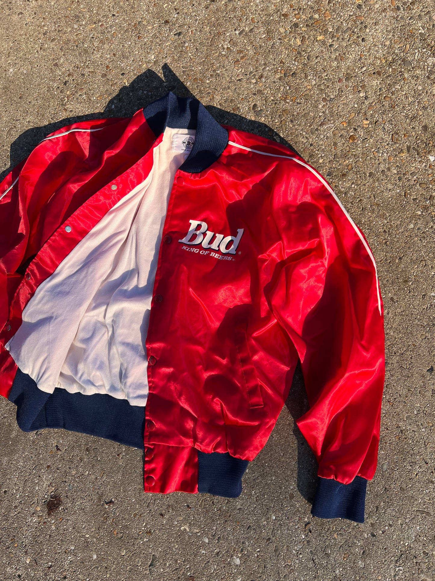 90s Budweiser Light Tag Satin Bomber Jacket – Small