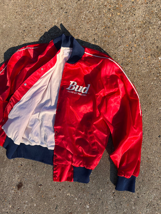 90s Budweiser Light Tag Satin Bomber Jacket – Small