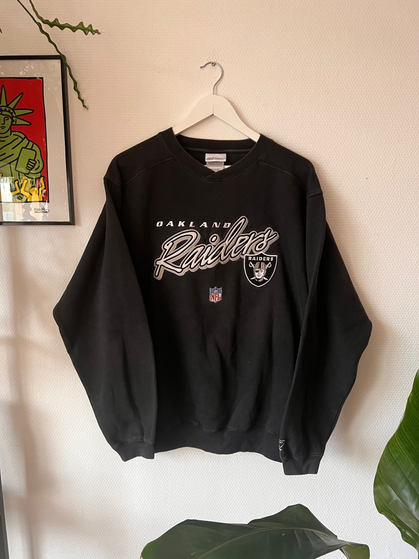 90s Reebok Embroidered NFL Oakland Raiders Crewneck Sweatshirt Black – Large
