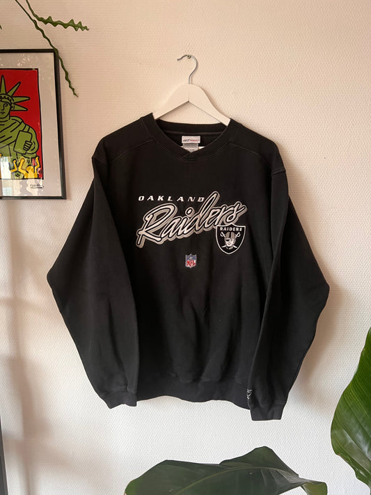90s Reebok Embroidered NFL Oakland Raiders Crewneck Sweatshirt Black – Large