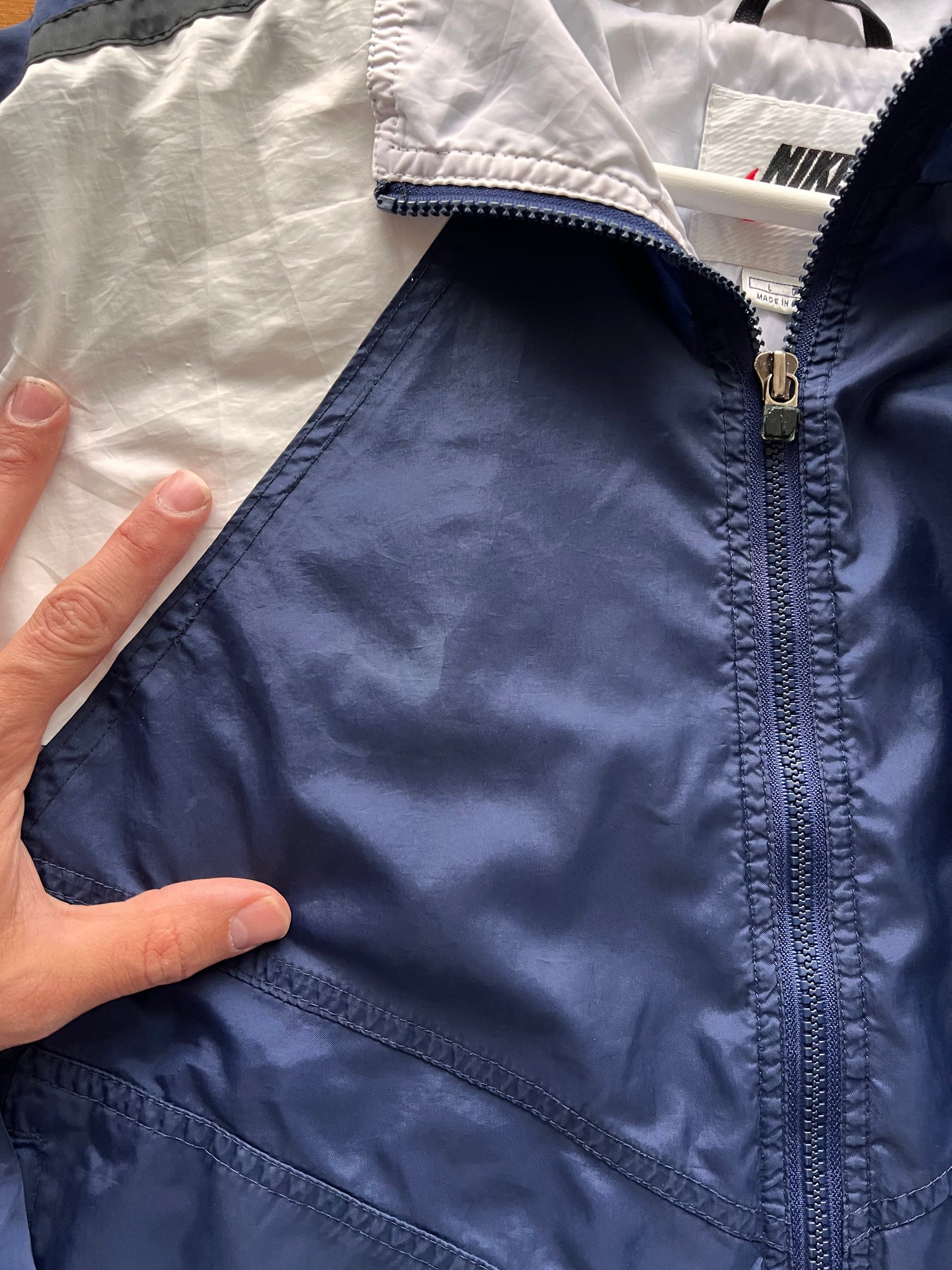 90s Nike Multicolor Full Zip Track Jacket Navy – Large