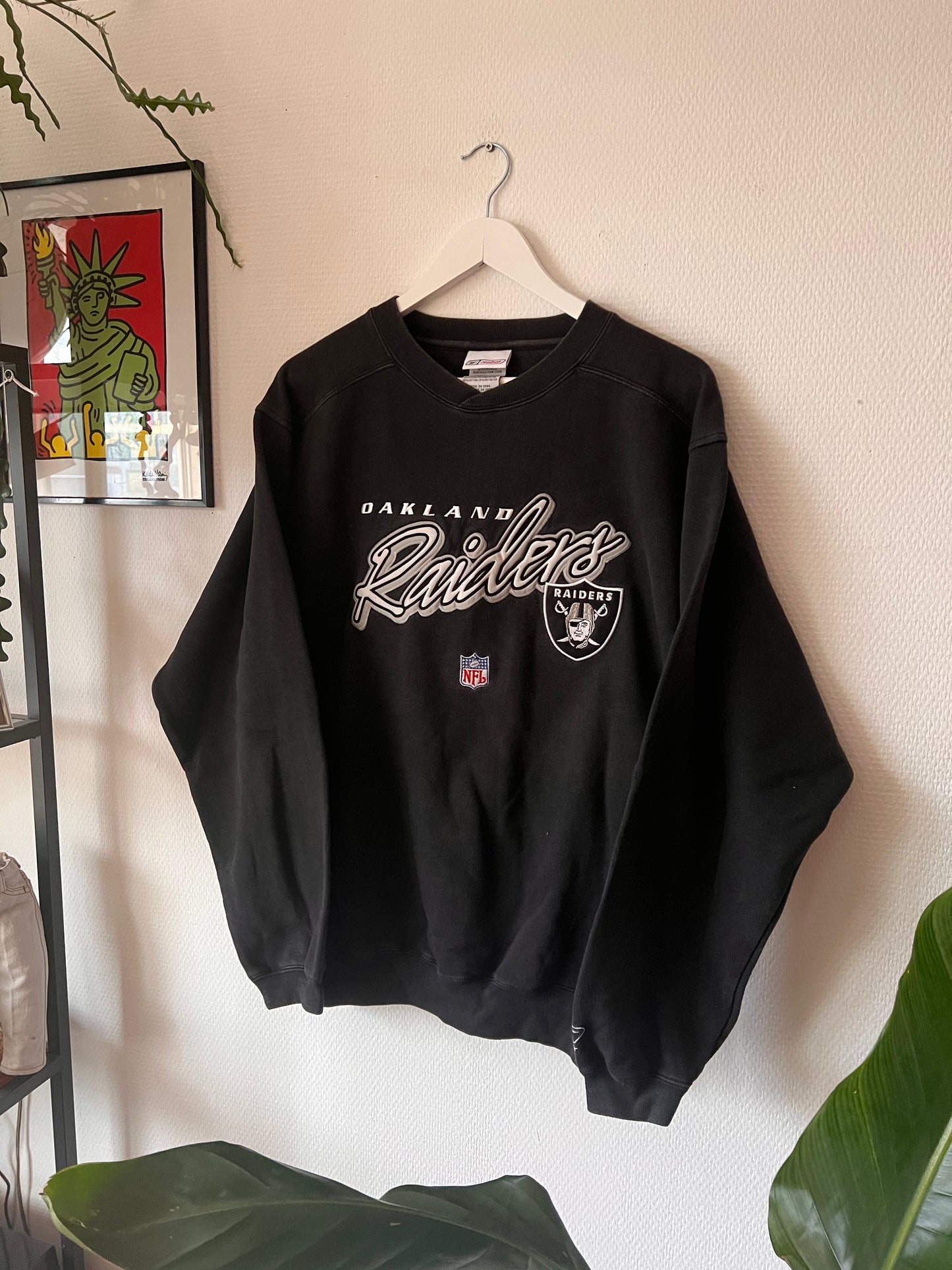 90s Reebok Embroidered NFL Oakland Raiders Crewneck Sweatshirt Black – Large