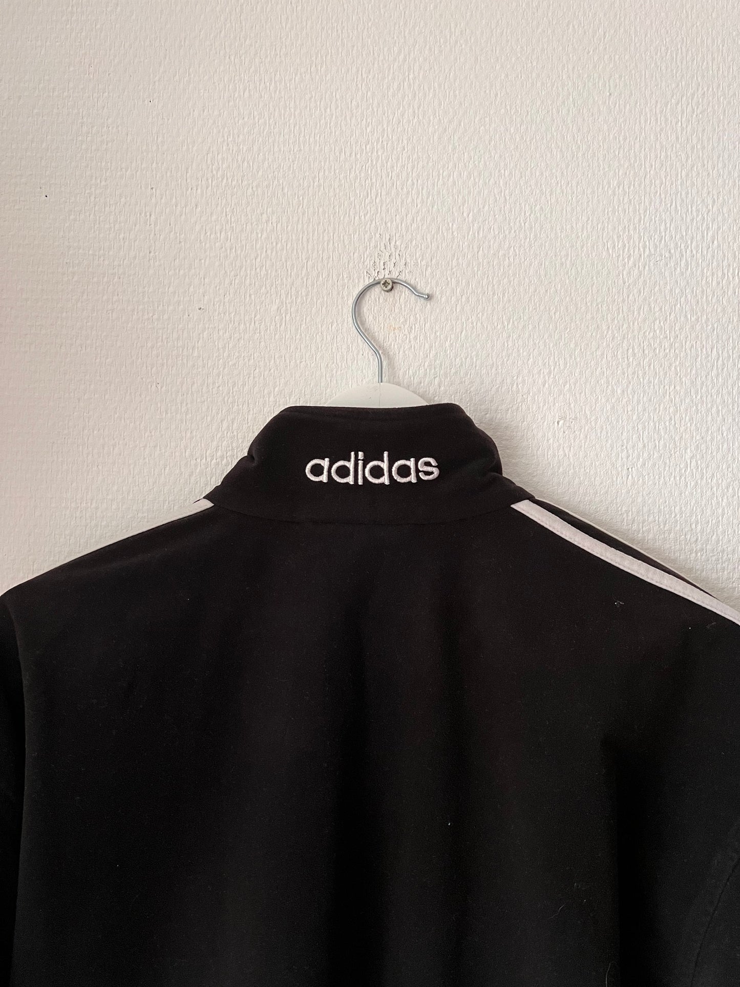 90s Adidas Velour Full Zip Track Jacket Black – Medium