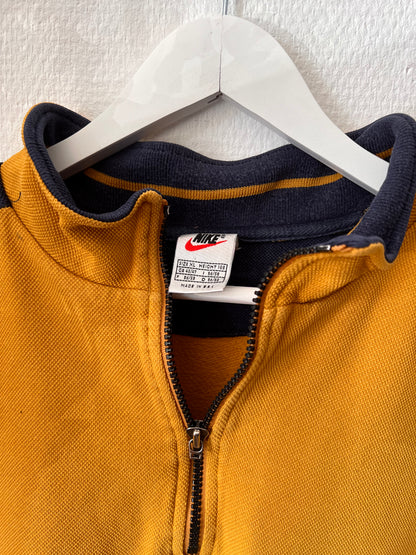 90s Nike Center Logo 1/4 Zip Up Sweatshirt Yellow – XLarge