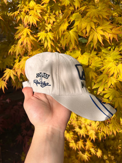 90s Man Embroidered Flames Racing Strapback Cap Grey – One Size