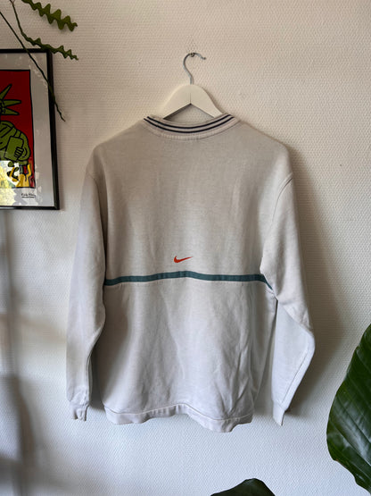 90s Nike Embroidered Big Logo Crewneck Sweatshirt Cream – Small