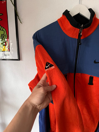 90s Nike ACG 2 Layer Full Zip Tactical Fleece Jacket Orange – Small