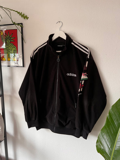 90s Adidas Velour Full Zip Track Jacket Black – Medium
