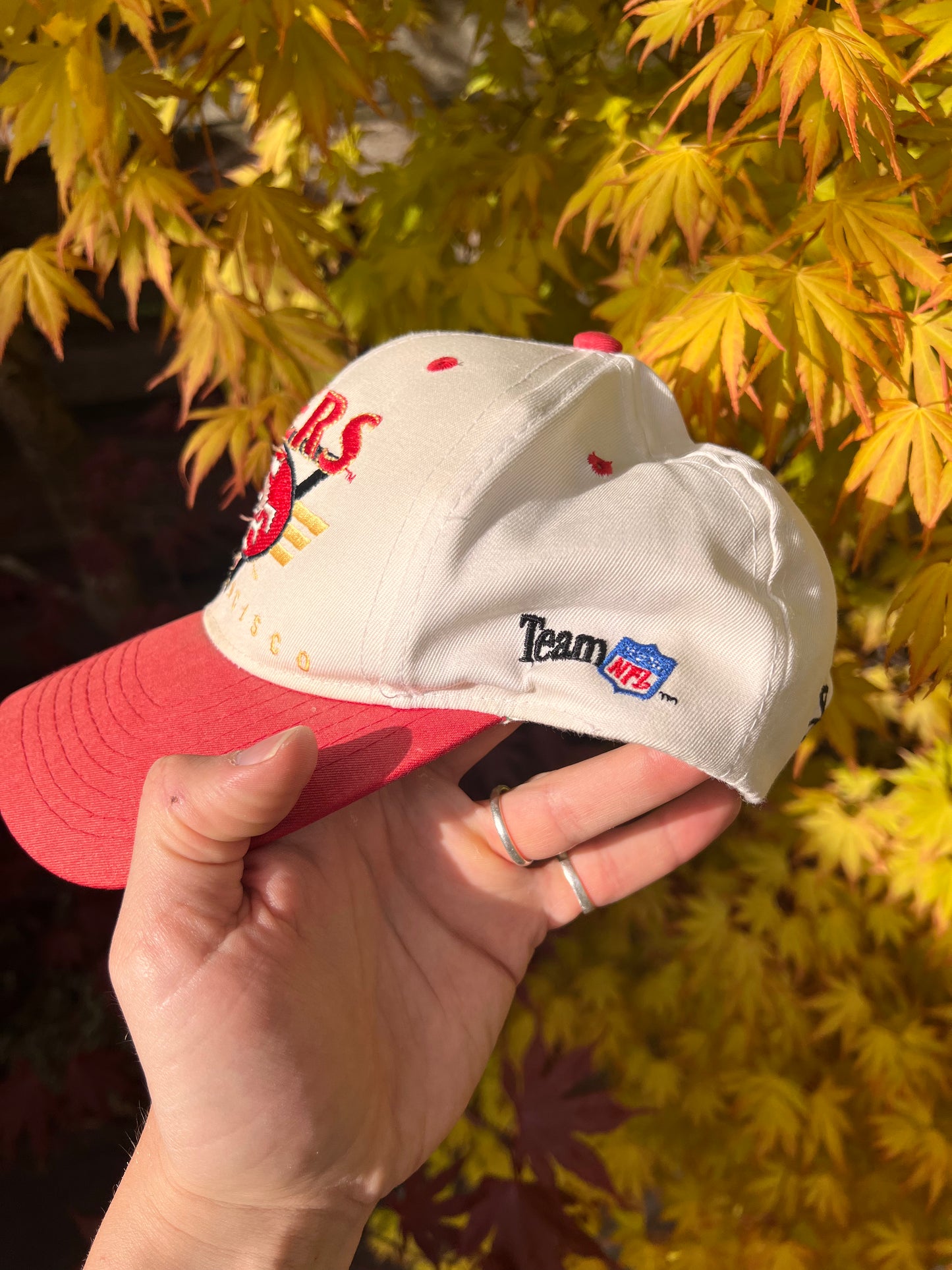 90s NFL San Fransisco 49ers Strapback Cap White – One Size