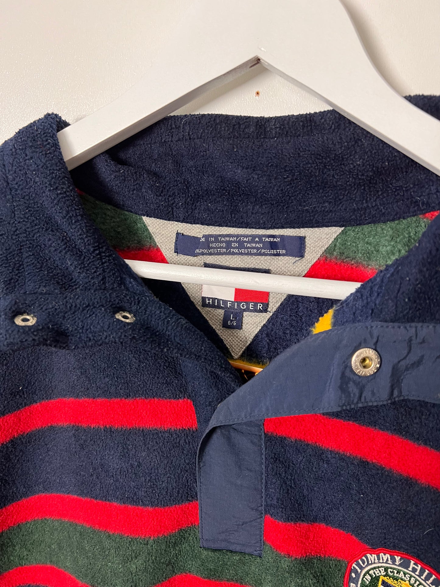 90's Tommy Hilfiger Striped 1/4 Button Fleece – XLarge