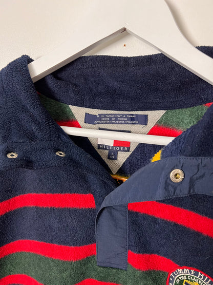 90's Tommy Hilfiger Striped 1/4 Button Fleece – XLarge