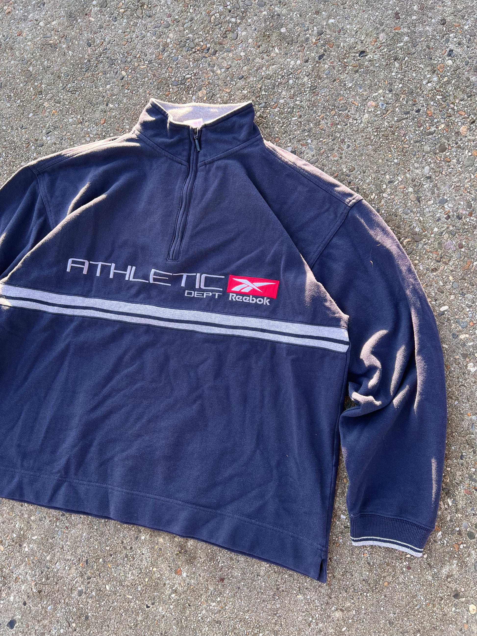 90s Reebok 1/4 Zip Up Big Embroidered Sweatshirt – Medium