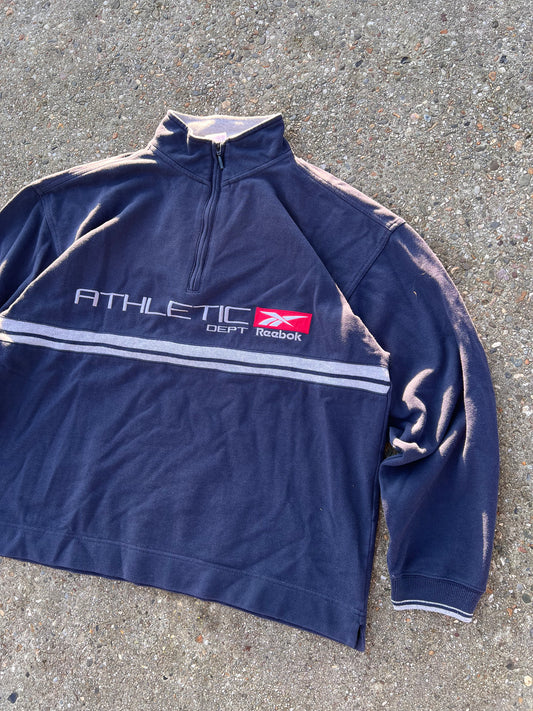 90s Reebok 1/4 Zip Up Big Embroidered Sweatshirt – Medium