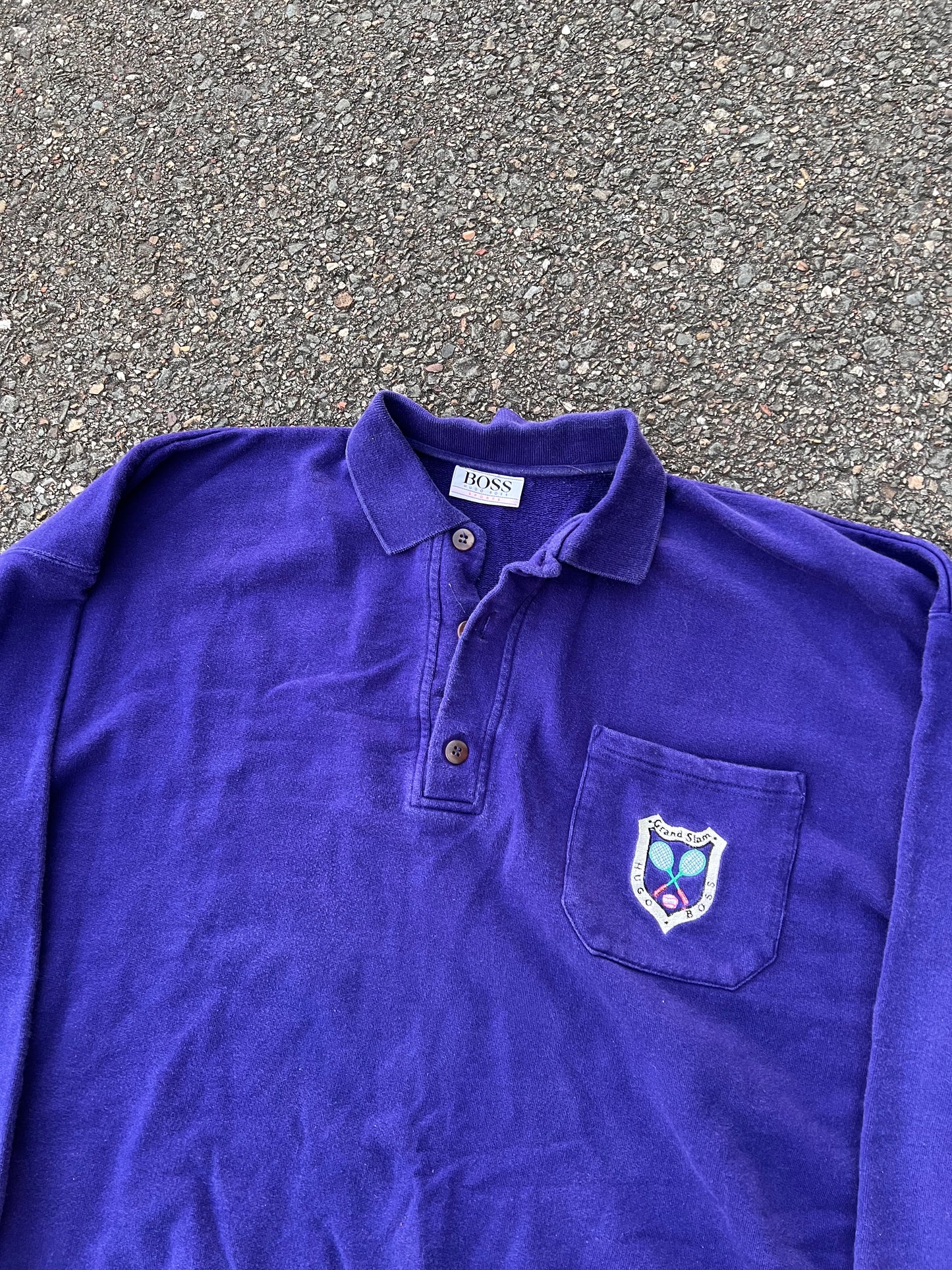 90s Hugo Boss Tennis 1/4 Button Up Sweatshirt – Large