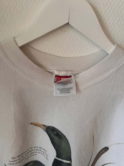 90s Hanes Mallard Duck Big Print Crewneck Sweatshirt White – XLarge