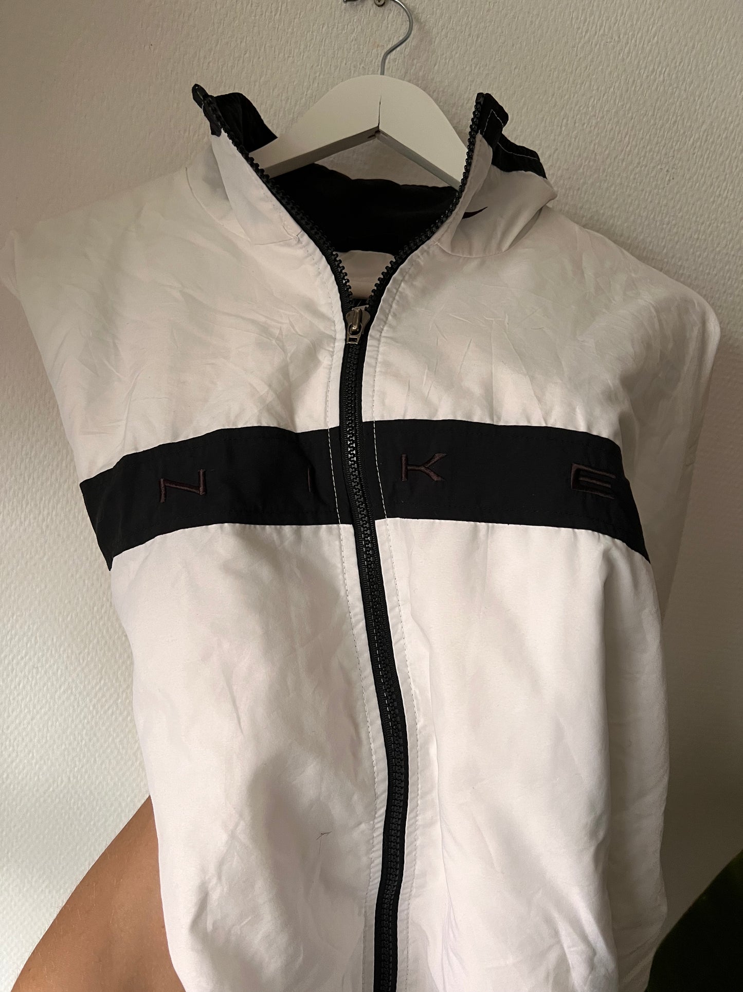 90s Nike Embroidered Spellout Full Zip Track Jacket White – XLarge