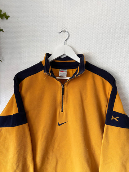 90s Nike Center Logo 1/4 Zip Up Sweatshirt Yellow – Small