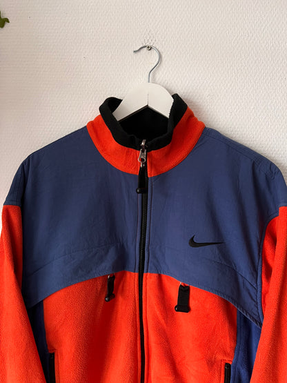 90s Nike ACG 2 Layer Full Zip Tactical Fleece Jacket Orange – Small