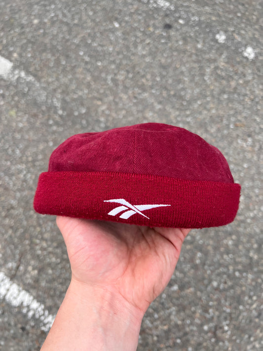 90s Reebok Embroidered Logo Docker Strapback Cap Burgundy – Medium