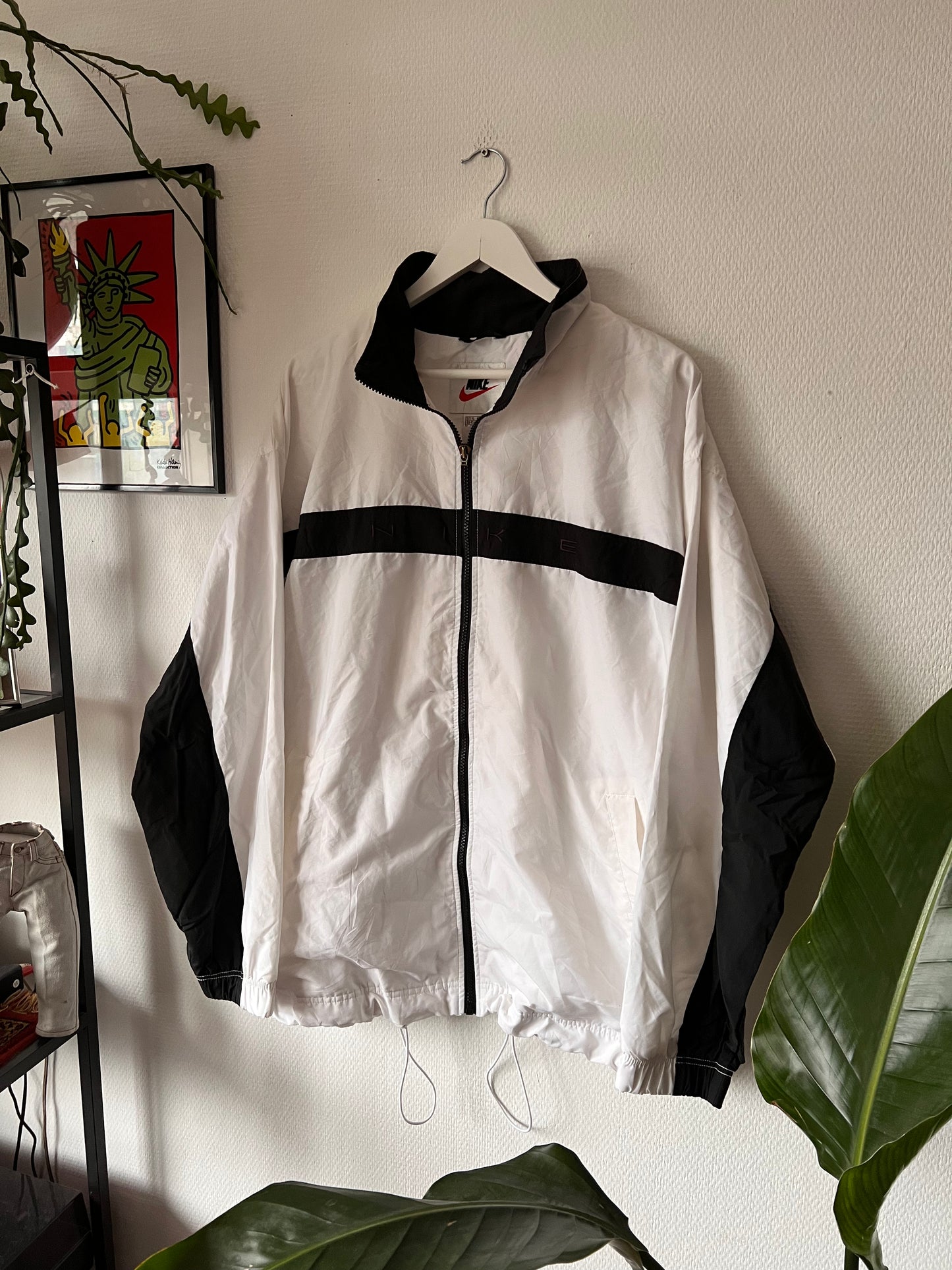 90s Nike Embroidered Spellout Full Zip Track Jacket White – XLarge