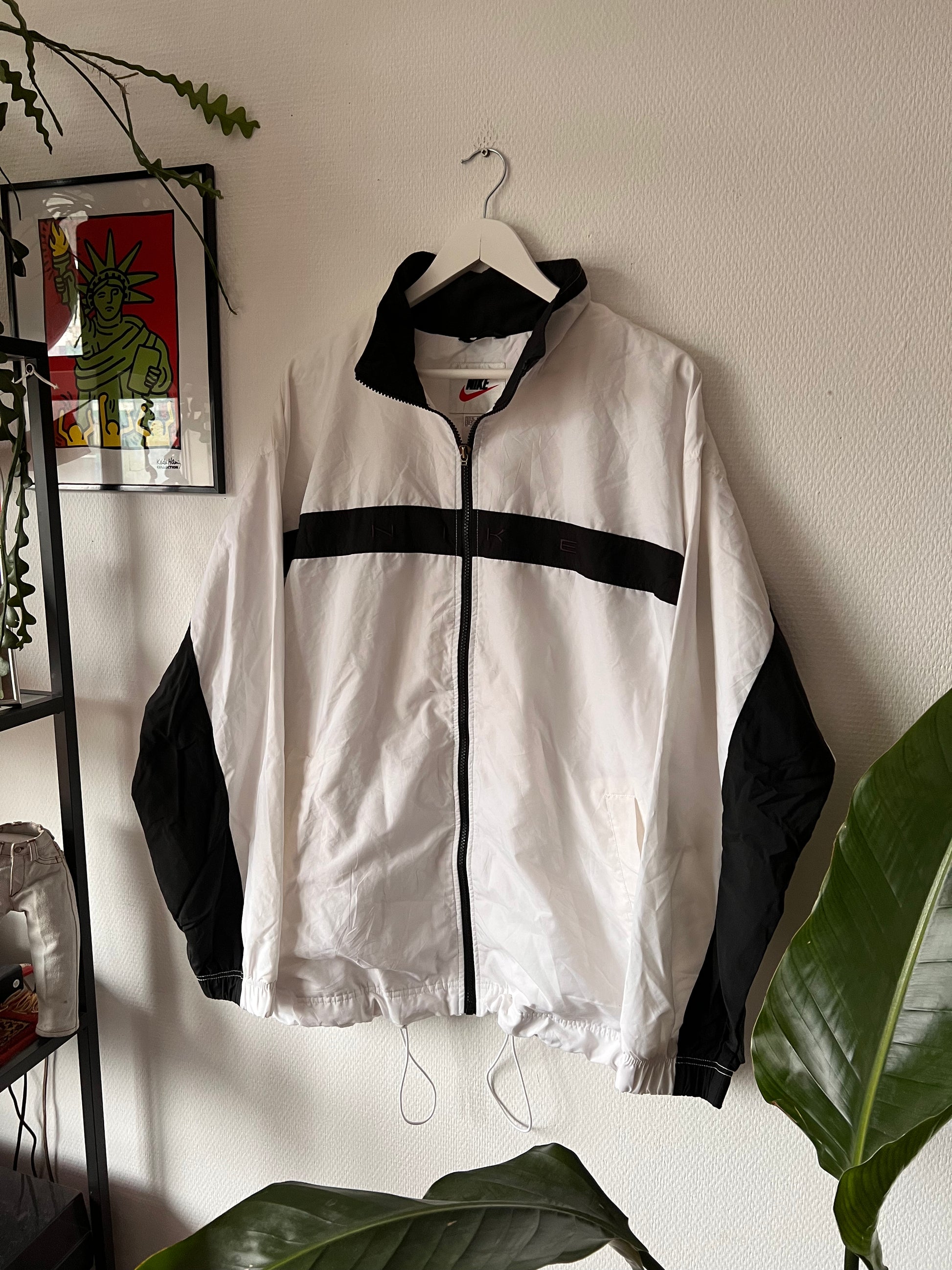 90s Nike Embroidered Spellout Full Zip Track Jacket White – XLarge