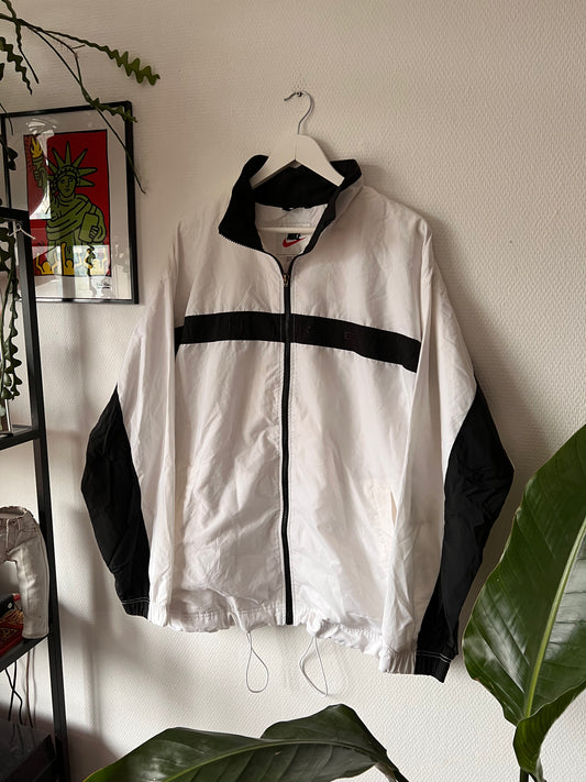 90s Nike Embroidered Spellout Full Zip Track Jacket White – XLarge
