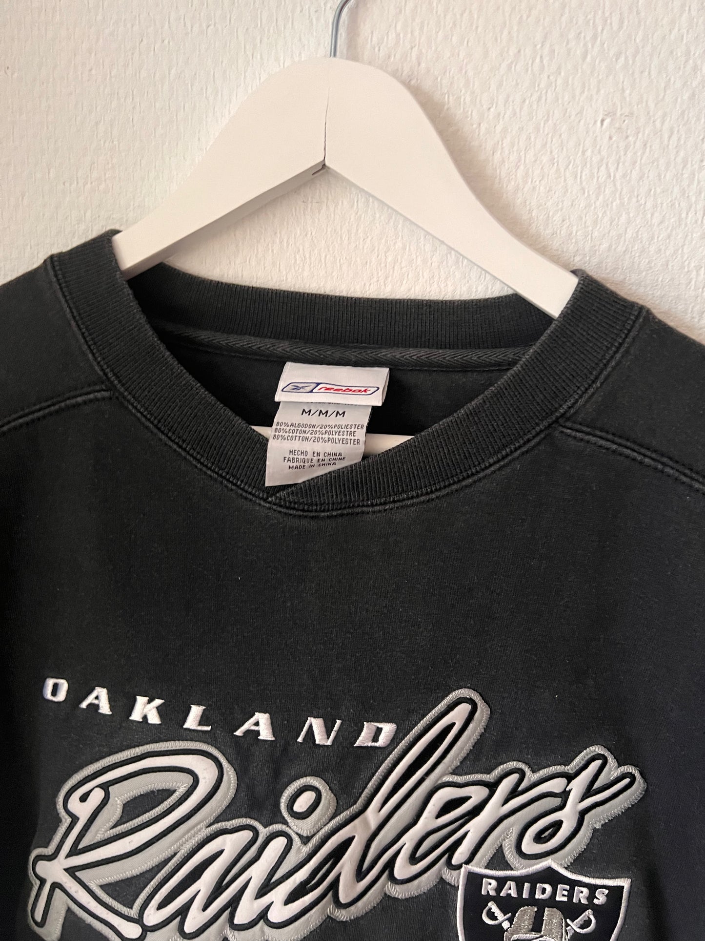 90s Reebok Embroidered NFL Oakland Raiders Crewneck Sweatshirt Black – Large