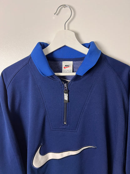 90's Nike Big Check 1/4 Zip Up Sweatshirt – XLarge