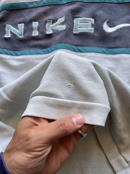 90s Nike Embroidered Big Logo Crewneck Sweatshirt Cream – Small