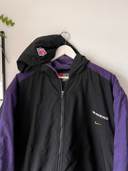 90s Nike NFL Baltimore Ravens Puffer Jacket Black – Large