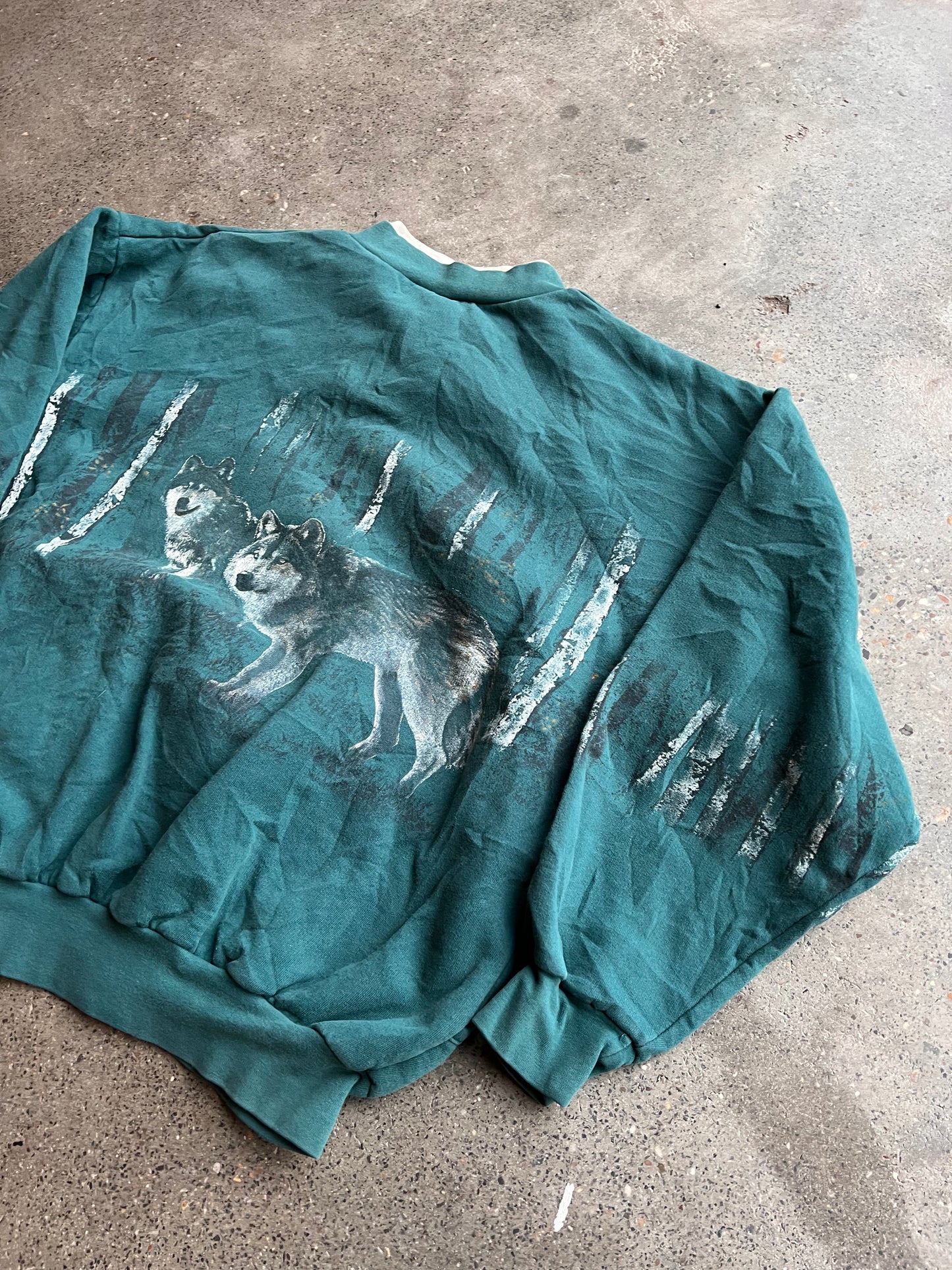90s Wolves All Over Print Button Up – Large