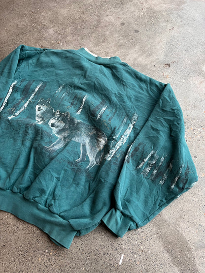 90s Wolves All Over Print Button Up – Large
