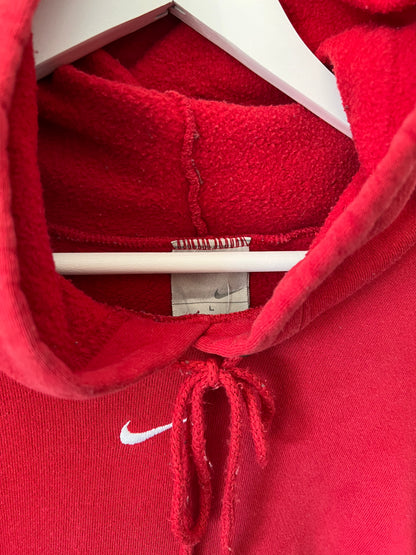 90s Nike Center Logo Mini Swoosh Hoodie Red – Large