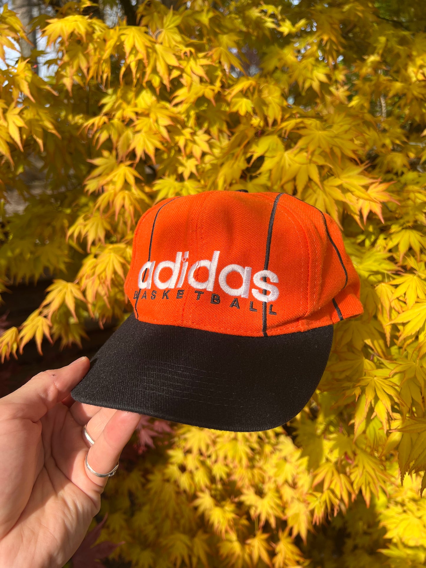 90s Adidas Basketball Snapback Cap Orange – One Size