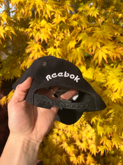 90s Reebok Big Embroidered Logo Snapback Cap Black – One Size