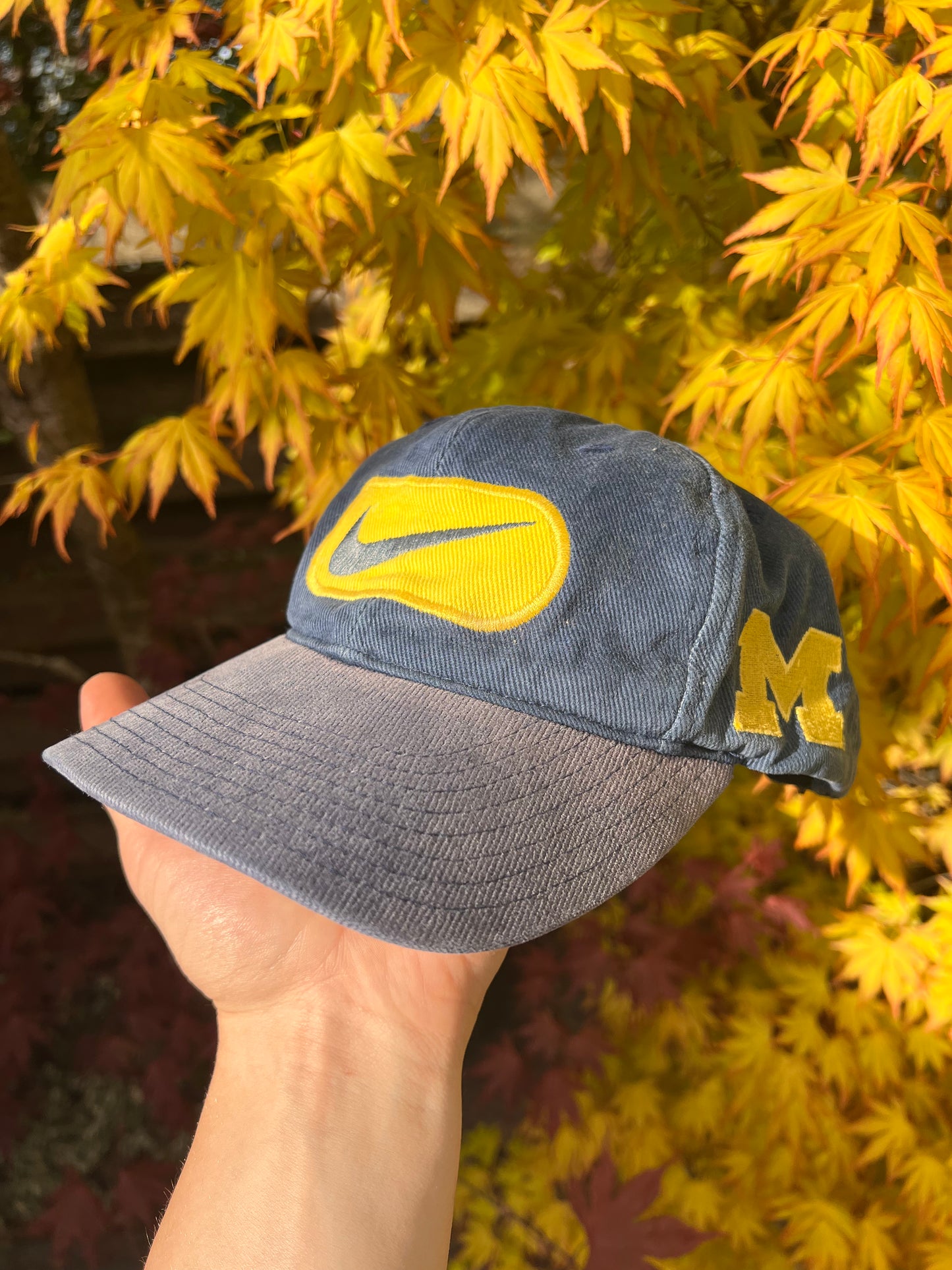 90s Nike Embroidered Michigan Strapback Cap Blue – One Size